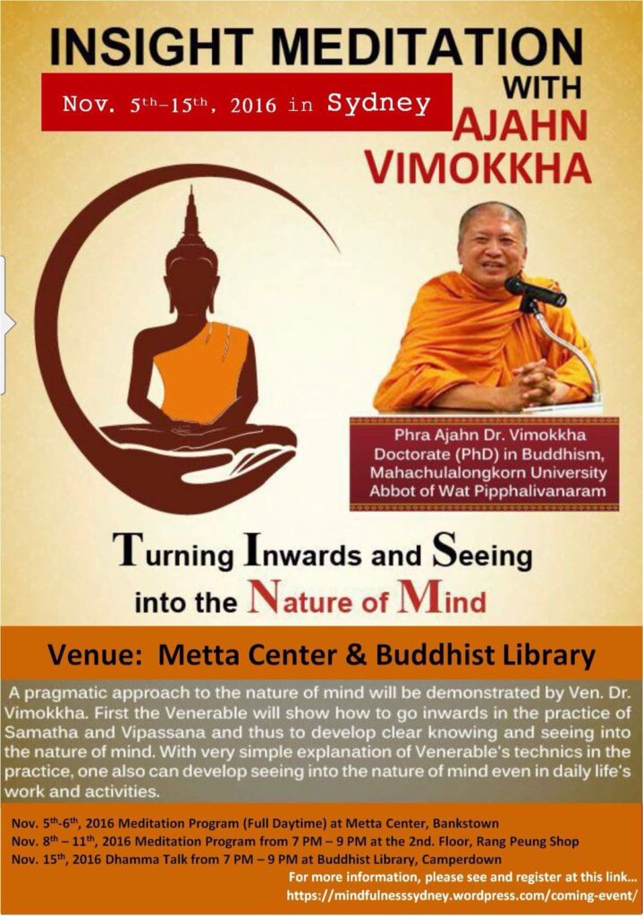 Ven Vimokkha Retreat in Sydney